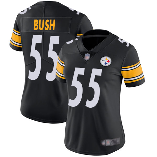 Women Pittsburgh Steelers Football #55 Limited Black Devin Bush Home Vapor Untouchable Nike NFL Jersey